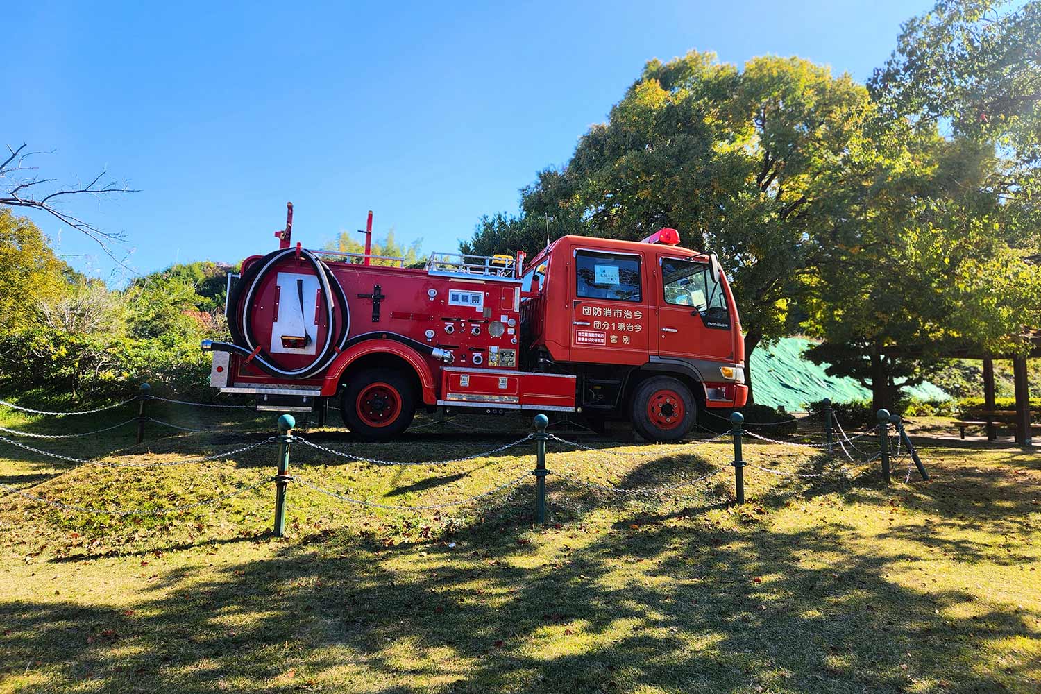 展示されている消防車
