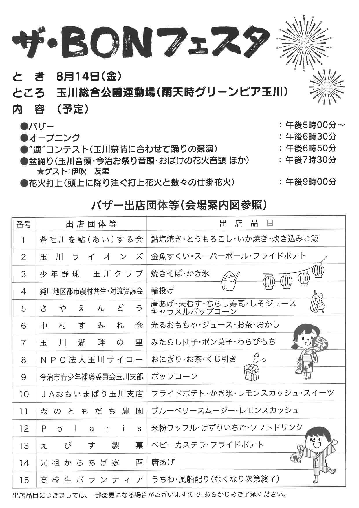 バザー出店団体